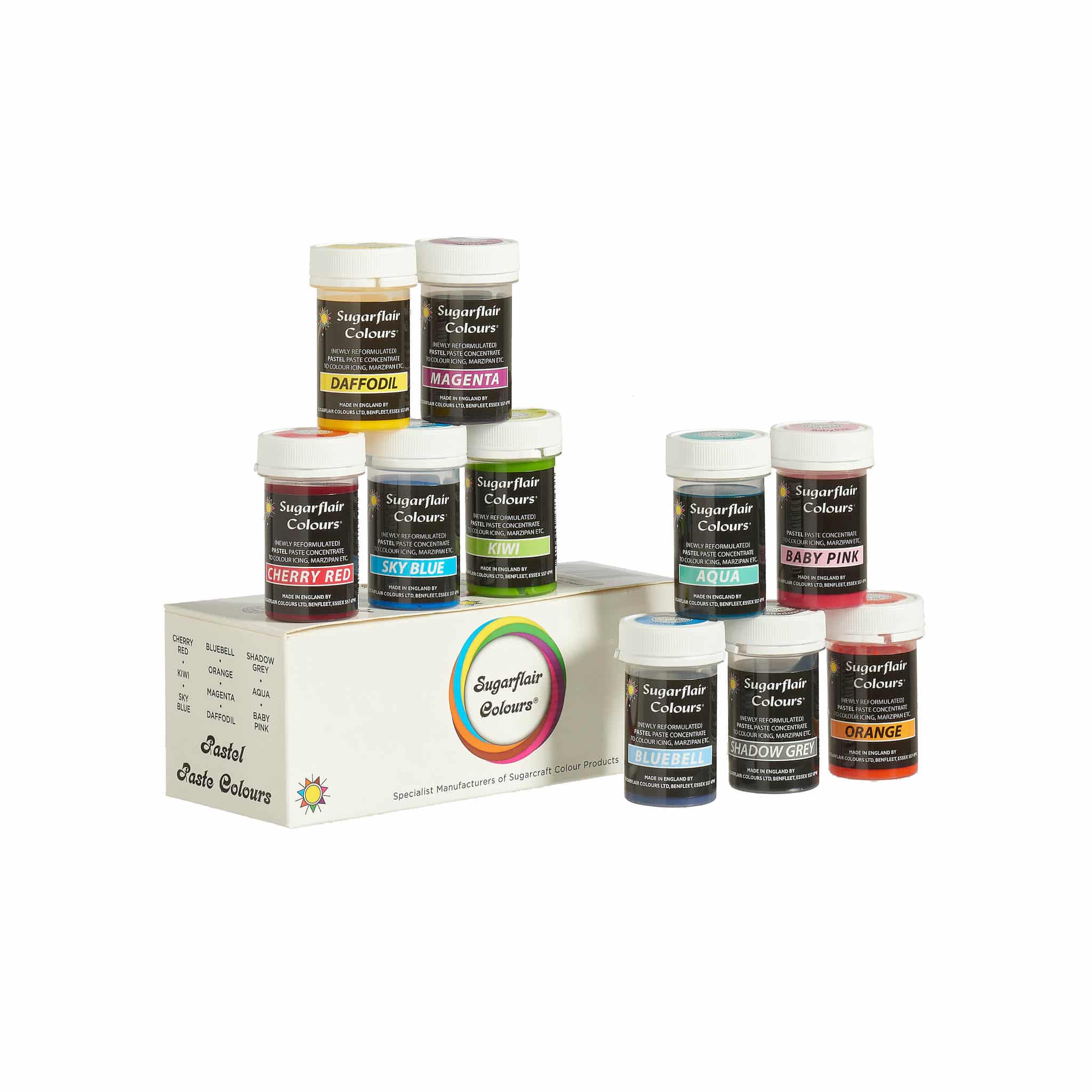 Sugarflair Set of 10 Mixed Pastel Food Colouring Pastes Buy online UK