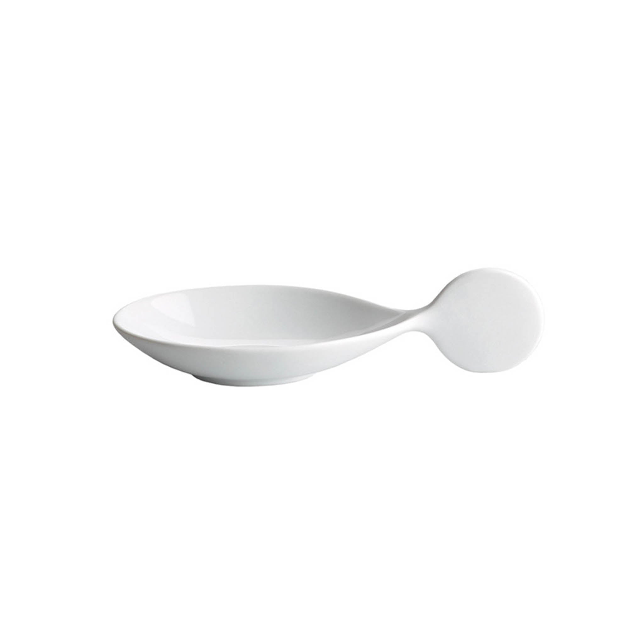 Pack of 6 Porcelain Canape Spoon with Circle Handle, 10cm
