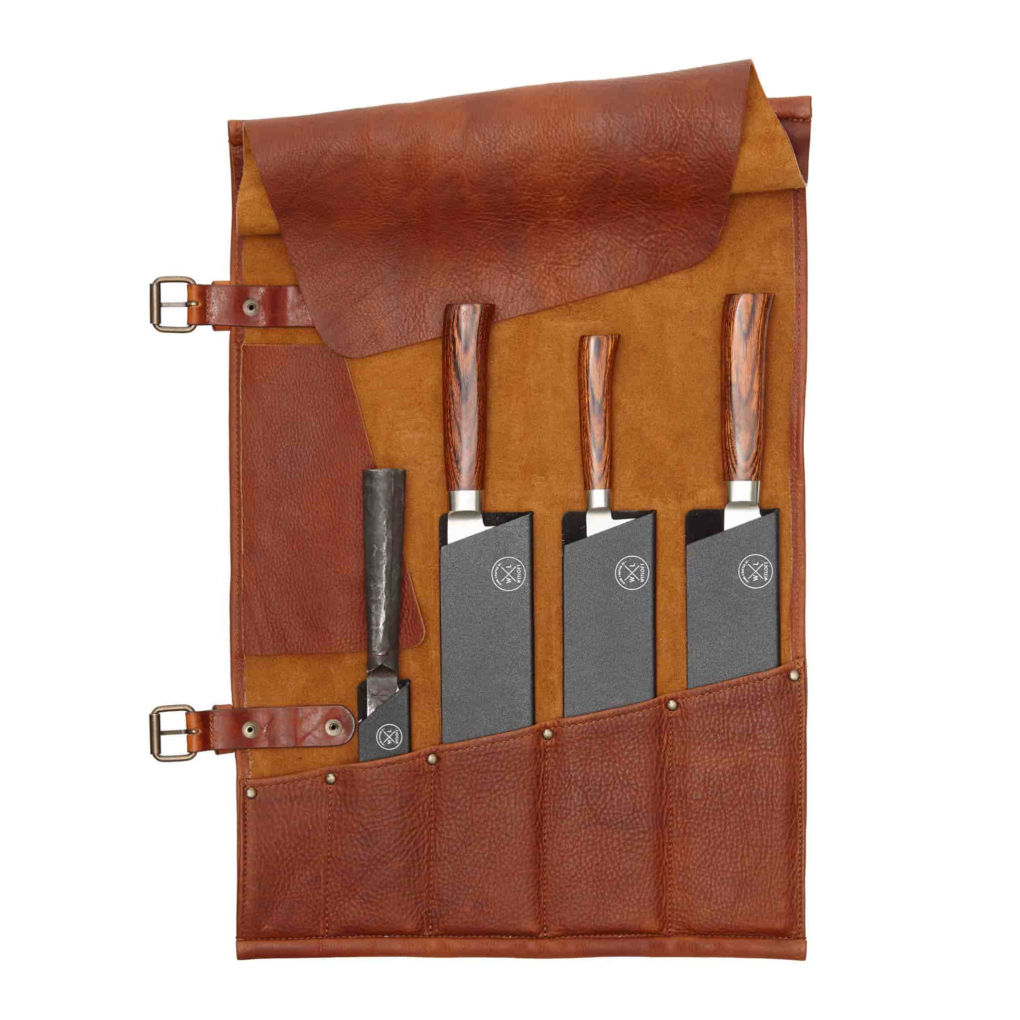 Witloft Leather 5-Pocket Knife Roll, Cognac