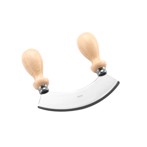 Stainless Steel 6-Inch Mezzaluna Chopper/Mincer with Wooden Handle