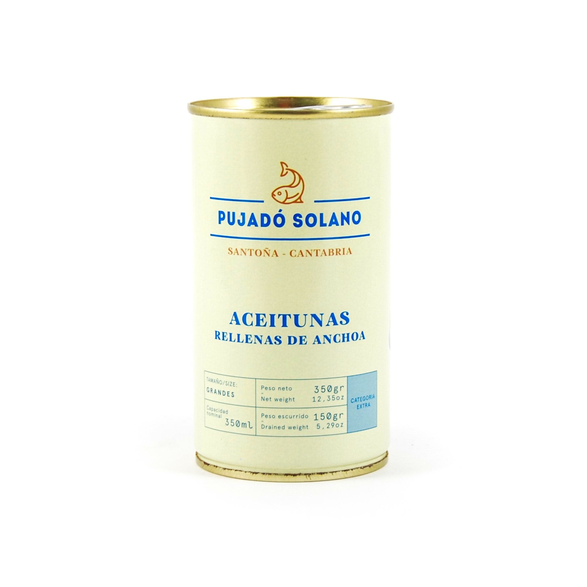 Pujado Solano Manzanilla Olives With Anchovy 350g Ingredients Savoury Snacks & Crackers Spanish Food