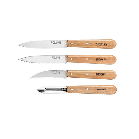 Set of 4 Opinel Essential Beech Handle Kitchen Knives