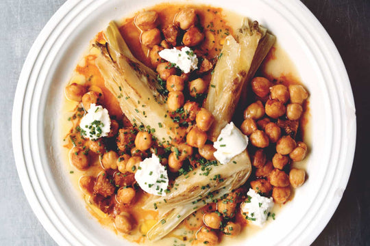 Braised Fennel With Spicy Chickpeas and Goat's Curd Recipe