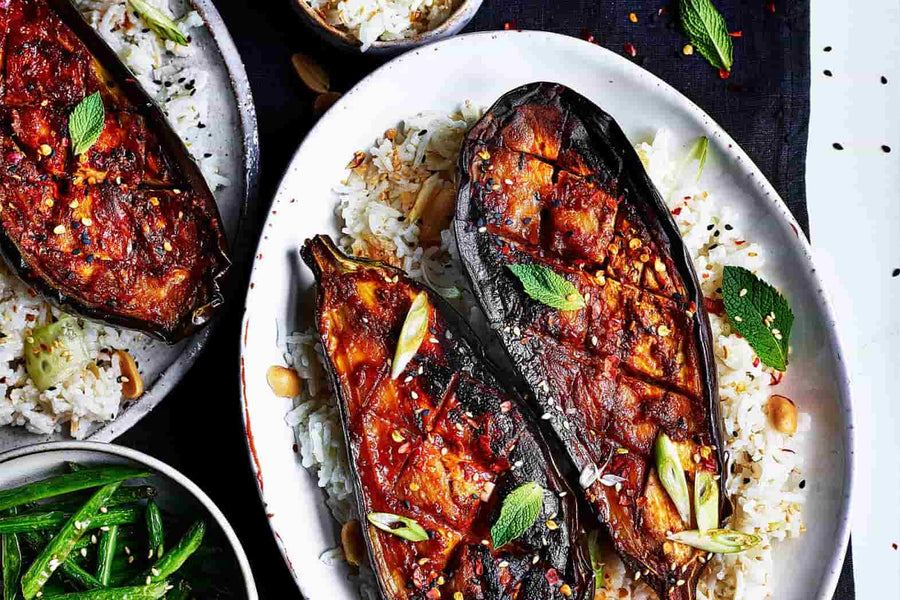 Recipe for Miso & Maple Glazed Aubergine