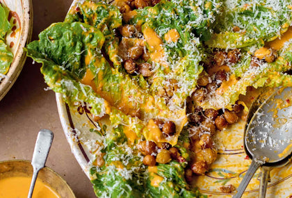 Harissa Caesar Salad with Crispy Spiced Chickpeas Recipe