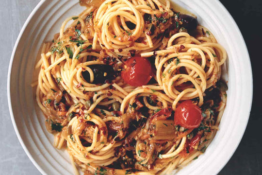 Kimchi Pasta Puttanesca Recipe