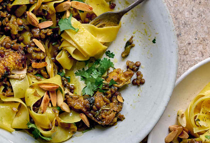 Chicken and Lentils In Onion Sauce With Pasta – Pappardelle R’fissa Recipe