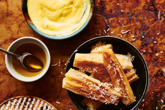 Cassava Chips With White Truffle Oil, Parmesan And Saffron Mayo Recipe