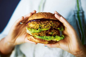 Double-Decker Spicy Falafel Burger Recipe by Katy Beskow