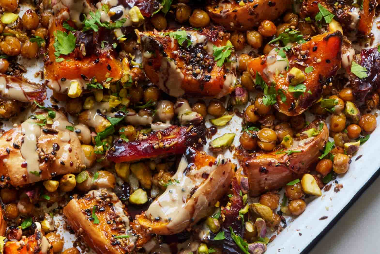 Spiced Roasted Squash with Pomegranate Molasses & Pistachios Recipe
