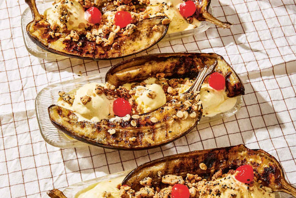 BBQ Banana Split with Miso-Sesame Crunch