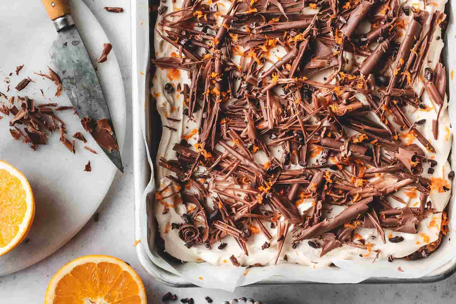Chocolate Carrot Cake Traybake with Cream Cheese Frosting