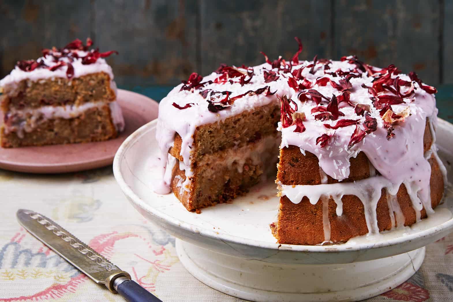 Hibiscus and Coconut Layer Cake Recipe With Pink Icing