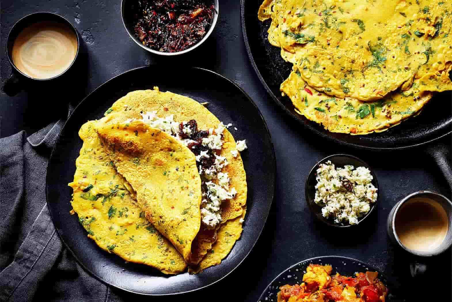recipe for spiced crepe with coconut chutney