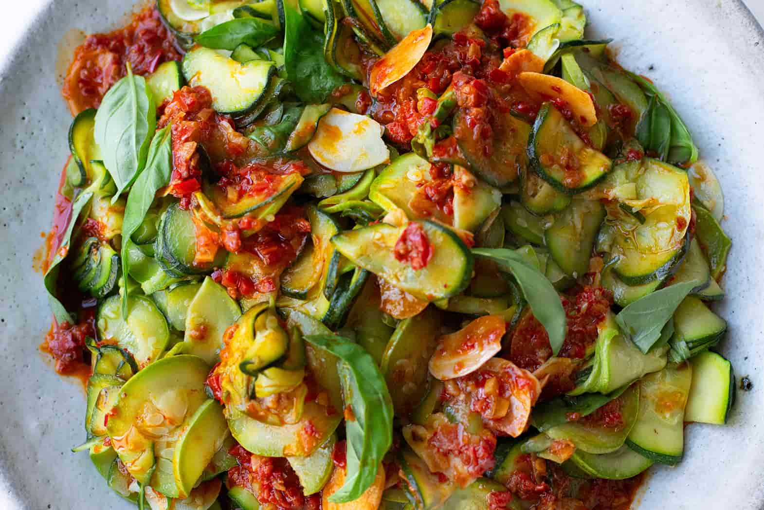 Super-Soft Courgettes With Harissa And Lemon