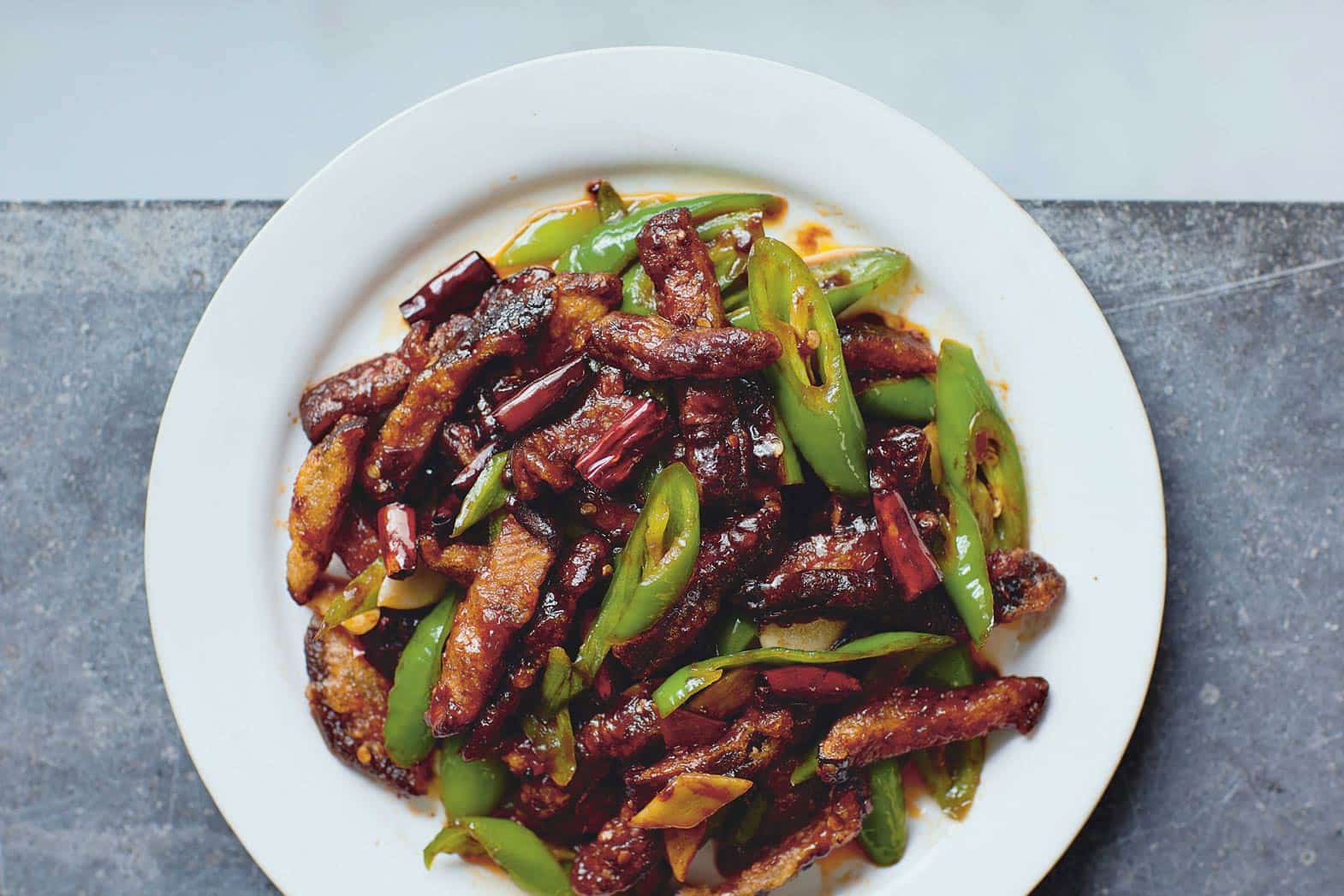 Dry-fried eels from Fuchsia Dunlop's cookbook Food of Sichuan