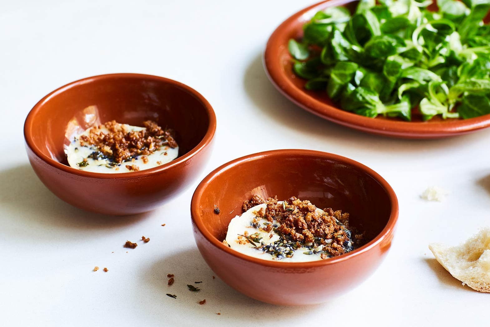 Baked Goats’ Cheese with Lavender, Honey, Thyme & Brown Butter Breadcrumbs