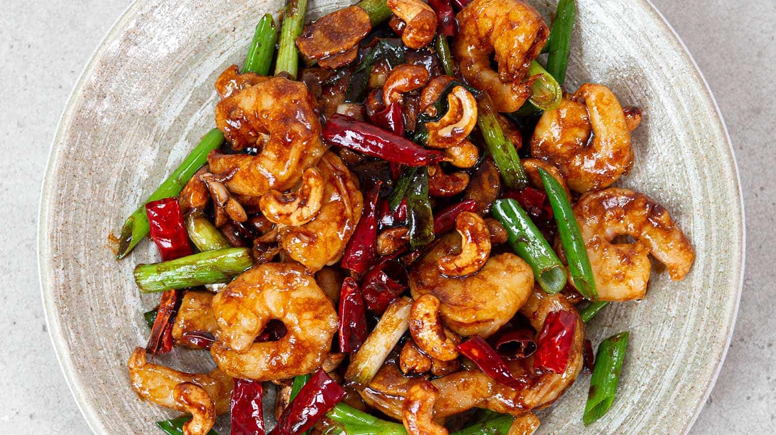 King Prawns and Cashews in a Sweet and Sour Sauce