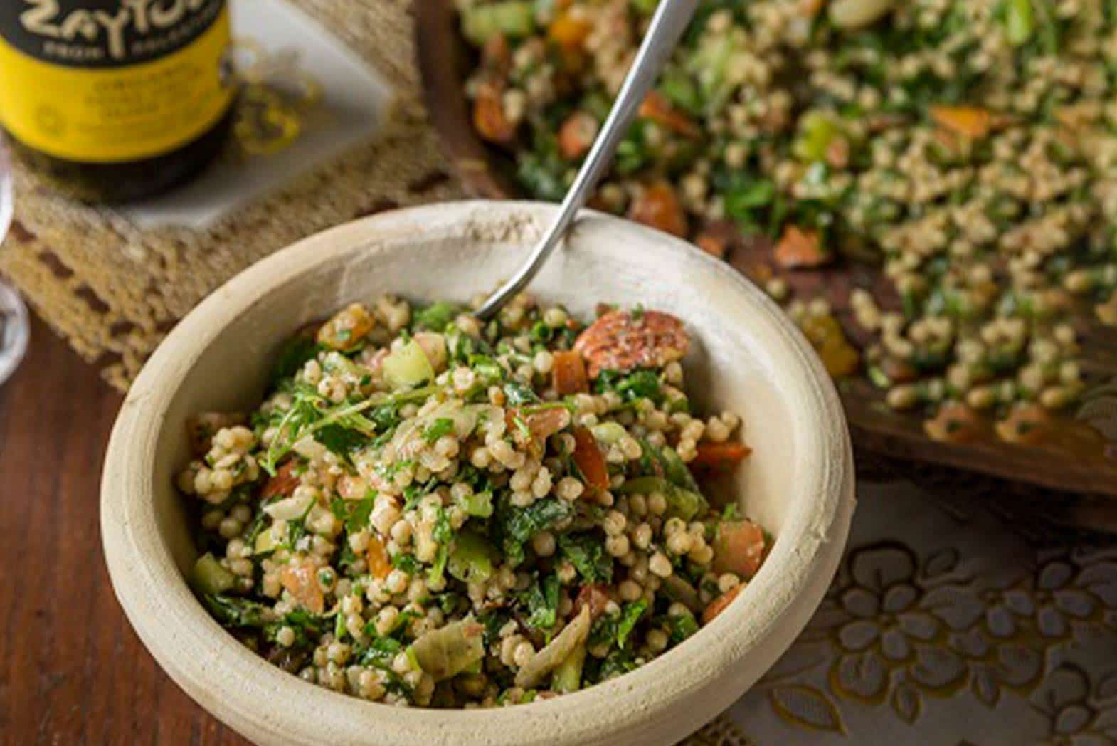 Spicy Green Maftoul Salad Recipe