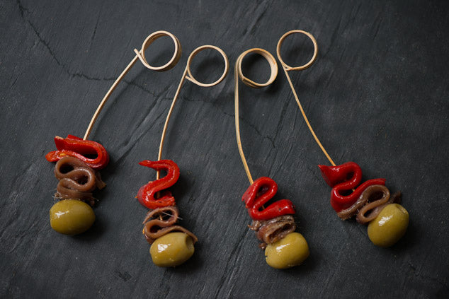An Introduction To Basque Pintxos - Recipe For Olive, Anchovy And Piquillo Skewers