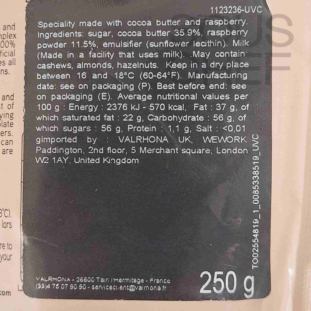 Valrhona Raspberry Inspiration Drops, 250g | Buy online UK – Sous Chef UK