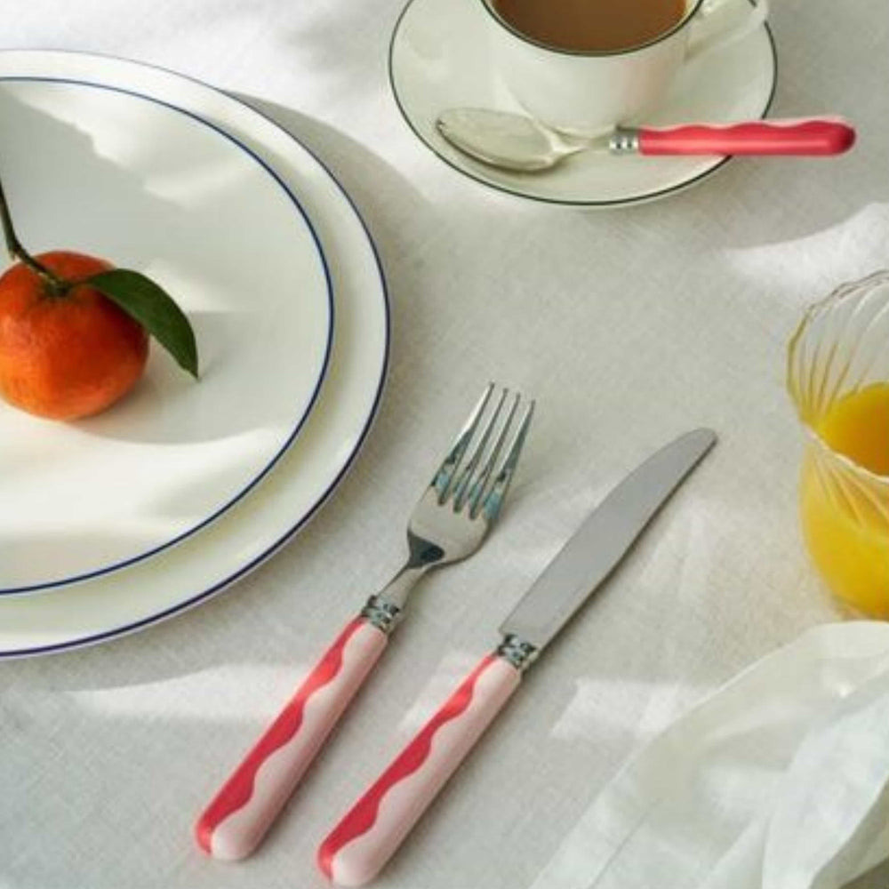 Addison Ross 16 Piece Pink Wave Cutlery Set