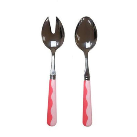 Addison Ross Pink Wave Salad Serving Set