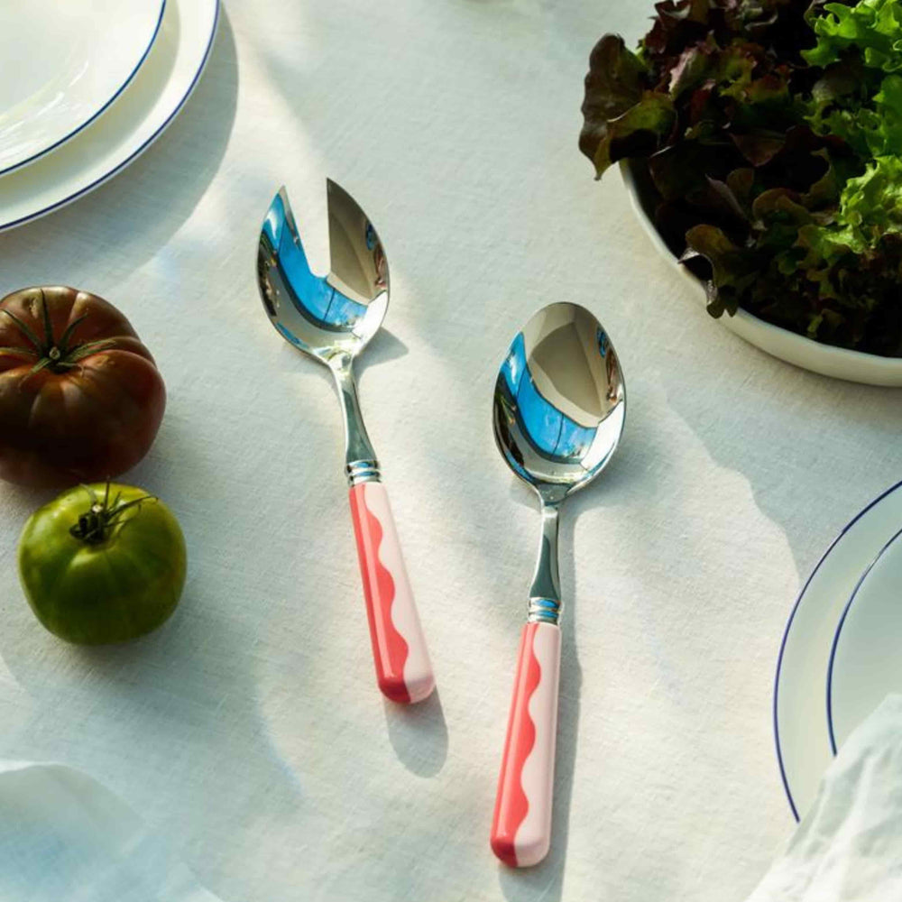 Addison Ross Pink Wave Salad Serving Set