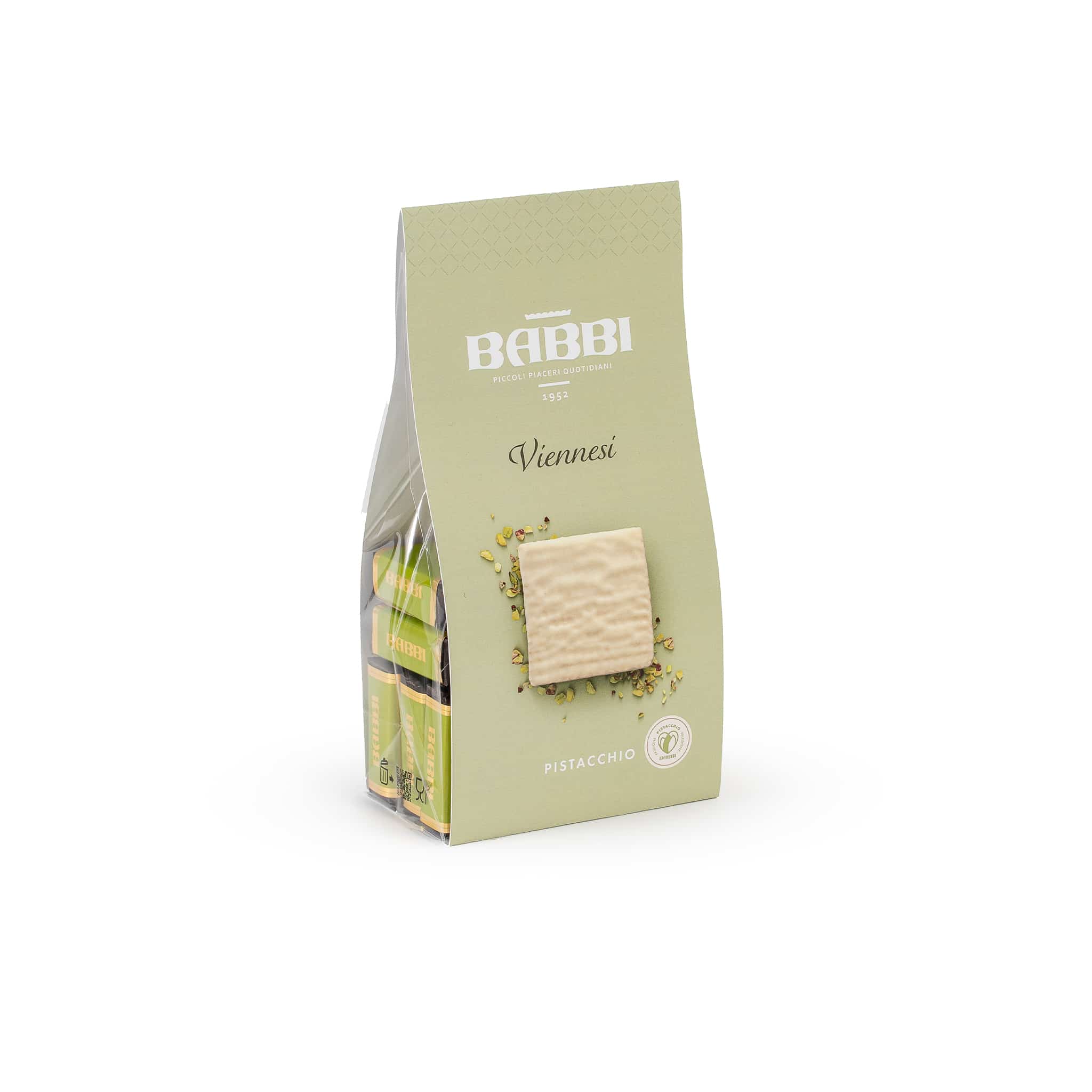 Babbi Viennesi Pistachio Chocolate Covered De Luxe Wafers, 10 pieces