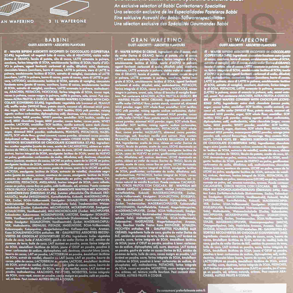 Babbi La Collezione Chocolate Covered Wafer & Praline Selection, 772g