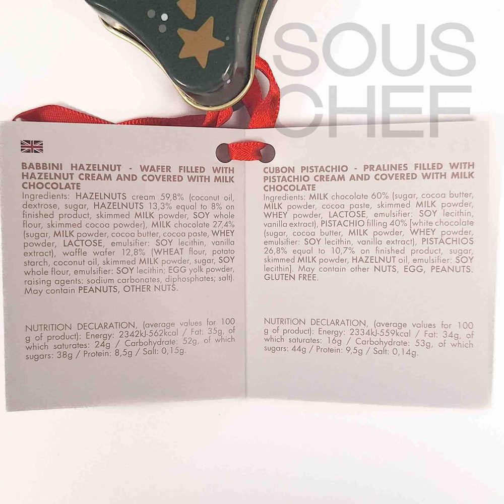 Babbi Wafer & Praline Selection in Metal Christmas Tree Ornament, 53.5g