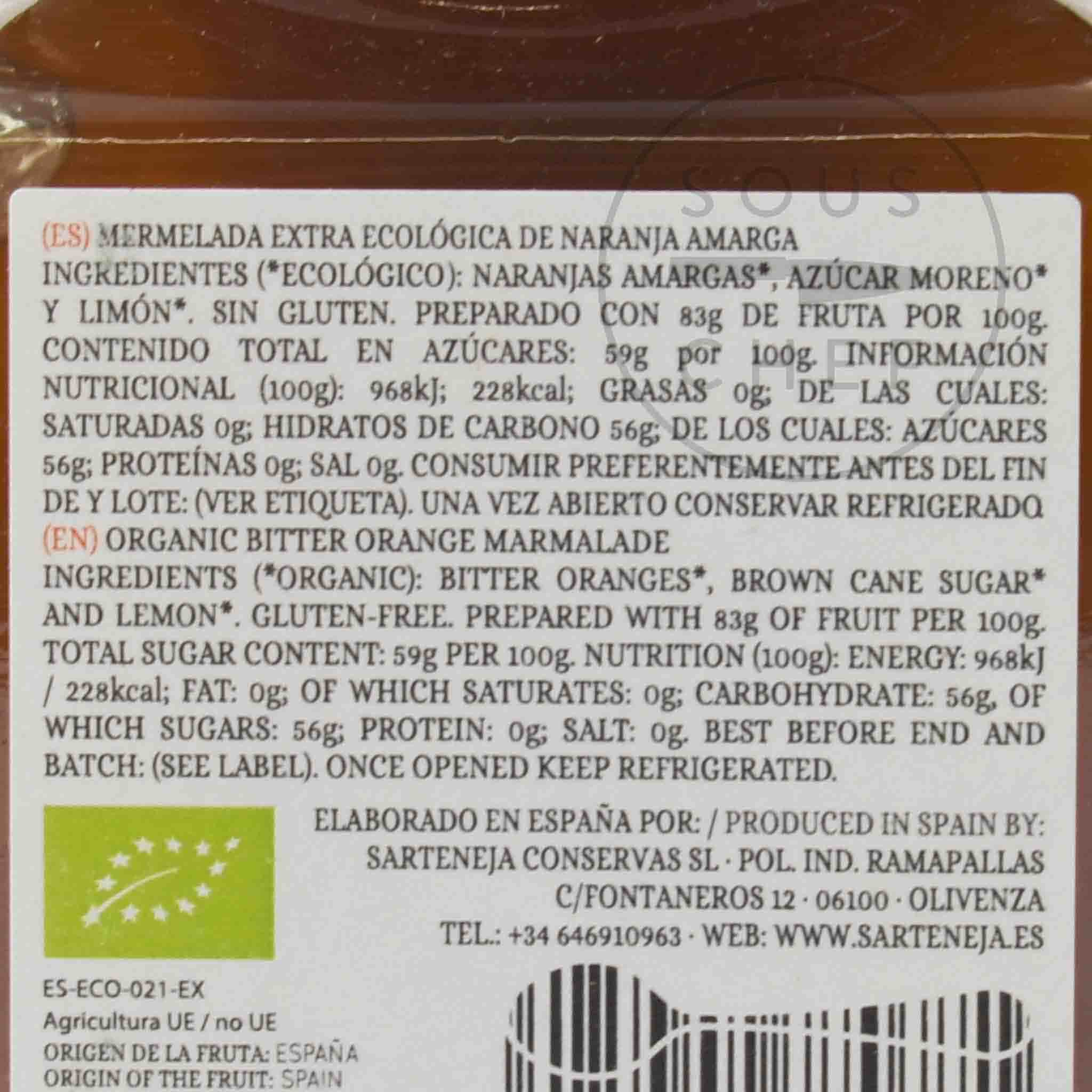 Cortijo de Sarteneja Organic Bitter Orange Marmalade, 310g