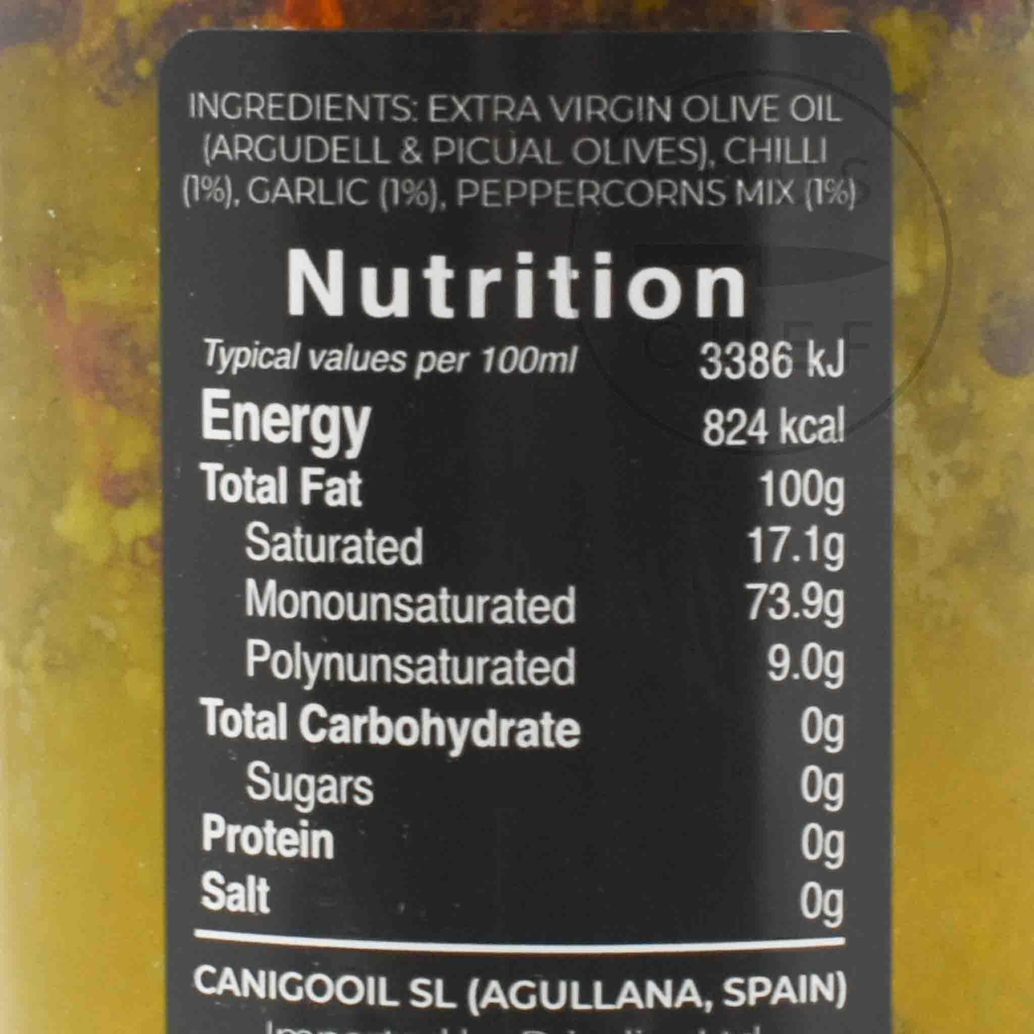 Llagrimes del Canigo Chilli, Garlic & Pepper Infused Olive Oil, 250ml