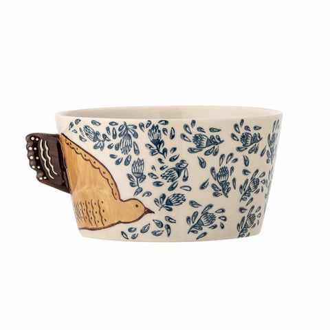 Hezha White Bowl with Bird, 13cm