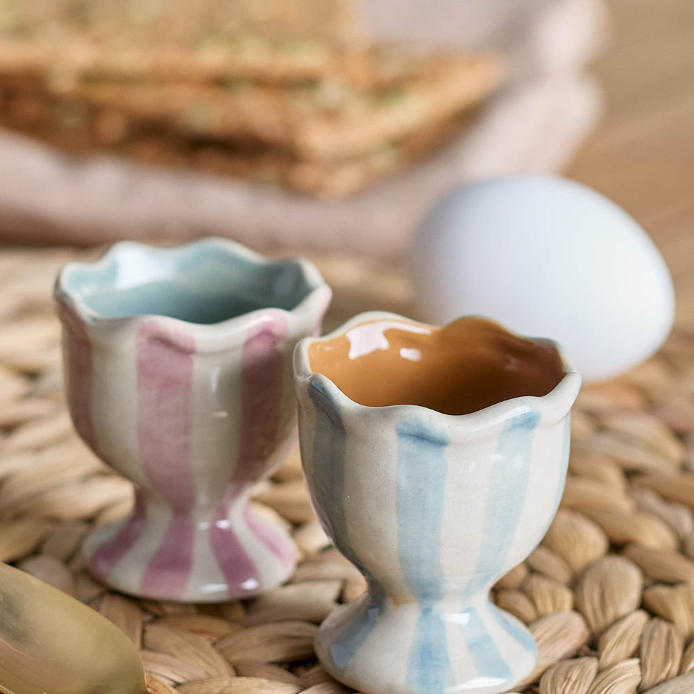 Set of 2 Willa Lilac Stripe Egg Cups
