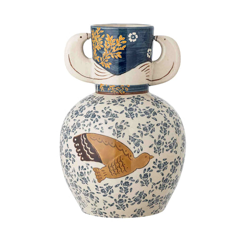 Hezha Blue Stoneware Vase, 23.5cm