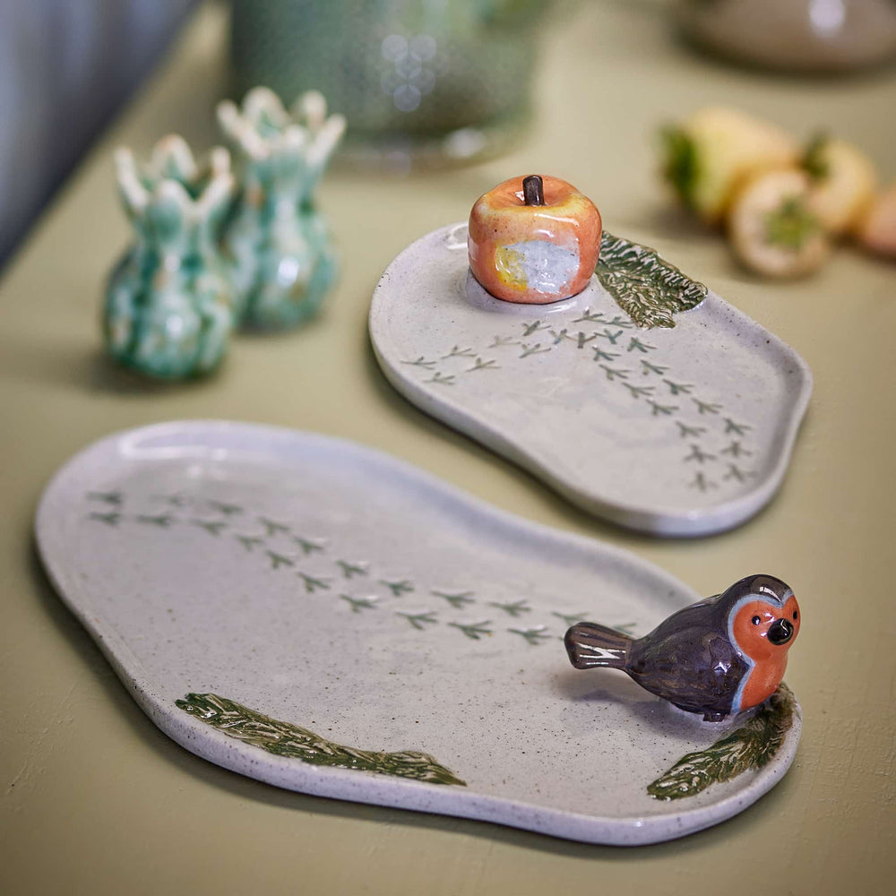 Set of 2 Bird & Apple Serving Platters