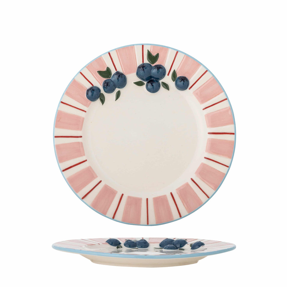 Set of 4 Blueberry Striped Side Plates, 20.5cm