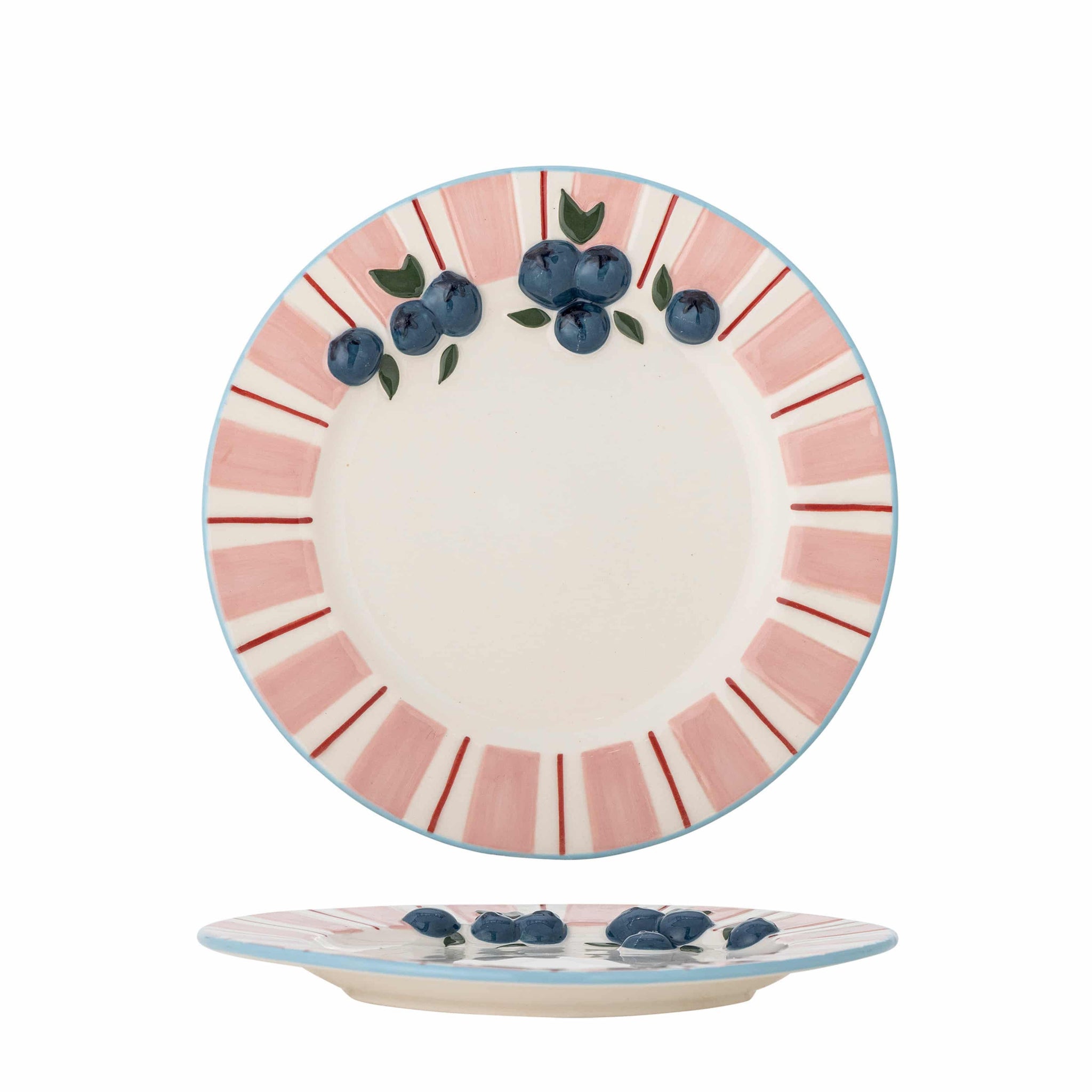 Set of 4 Blueberry Striped Side Plates, 20.5cm | Buy online UK – Sous ...