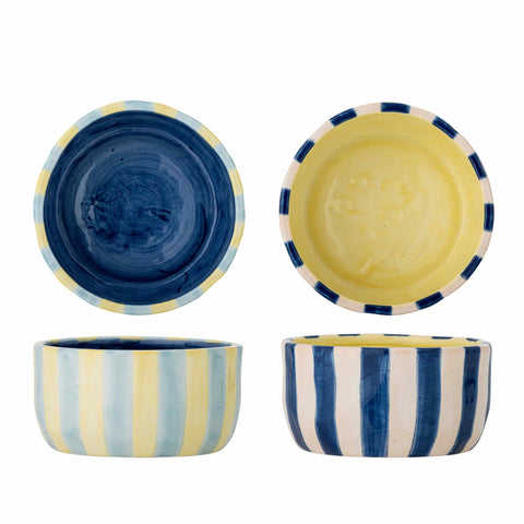 Set of 2 Phoenix Blue & Yellow Striped Bowls, 13cm
