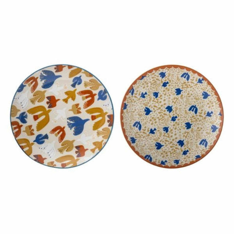 Set of 2 Orange & Blue Bird Dinner Plates, 25cm