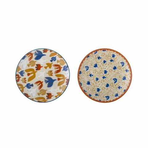 Set of 2 Orange & Blue Bird Side Plates, 20cm