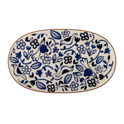 Blue & White Bird Serving Platter, 38cm