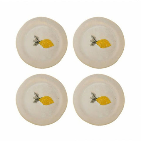 Set of 4 Lemon Stoneware Side Plates, 21cm