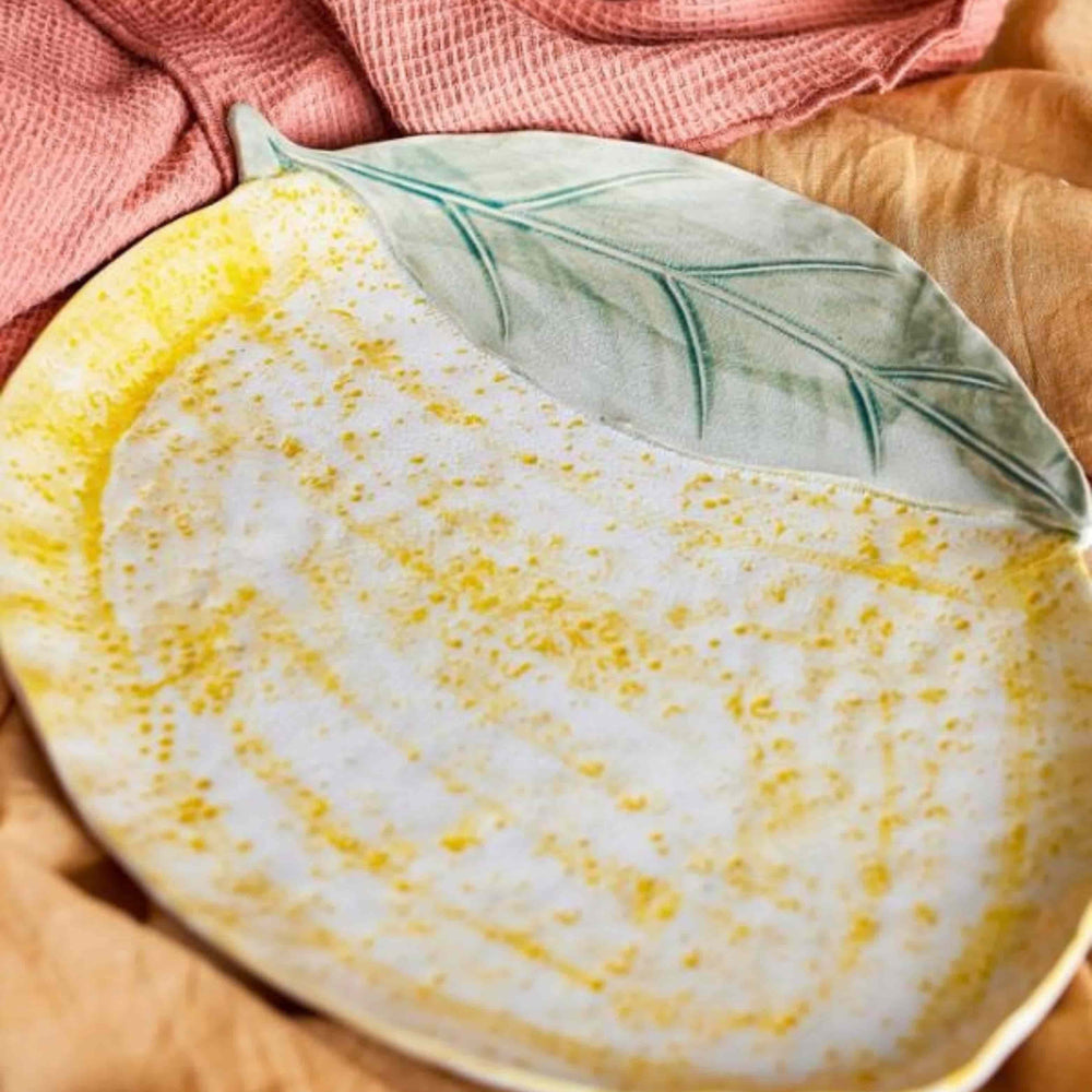 Lemon Shaped Stoneware Serving Plate, 32cm