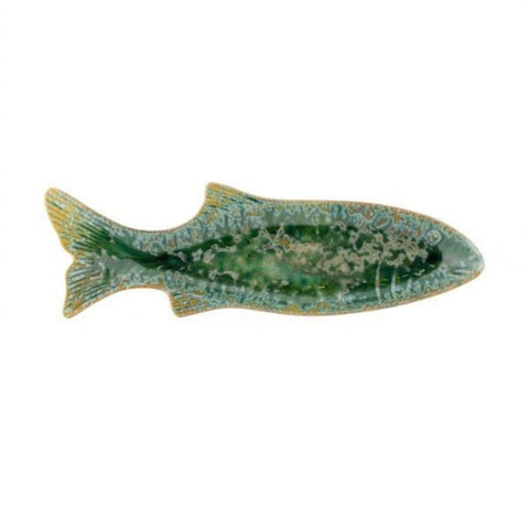 Reactive Glaze Green Fish Shaped Serving Plate, 42cm