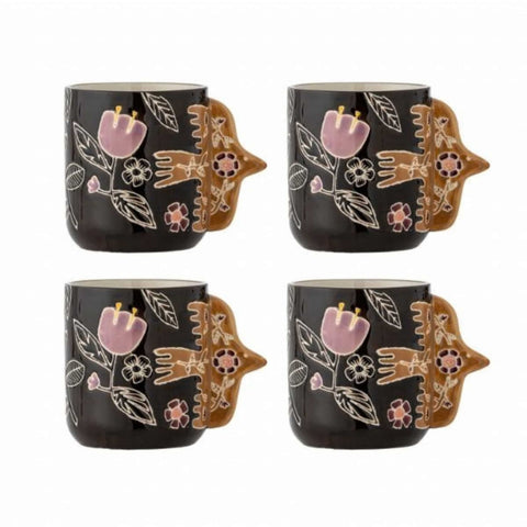 Set of 4 Ceram & Lilac Vivielle Bird Mugs, 325ml