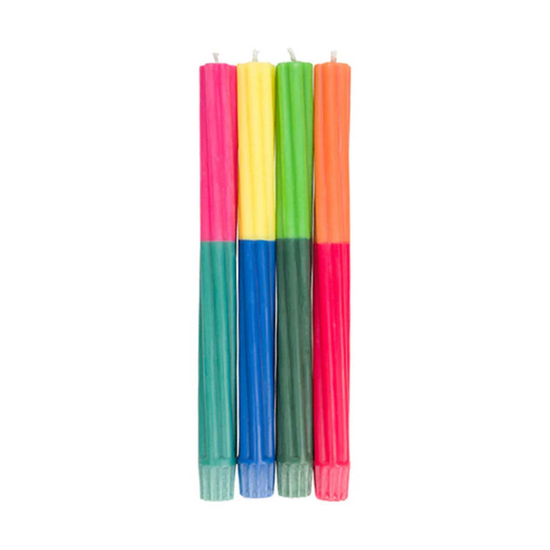 Set of 4 Twisted Colour Block Candles, Bright Tones