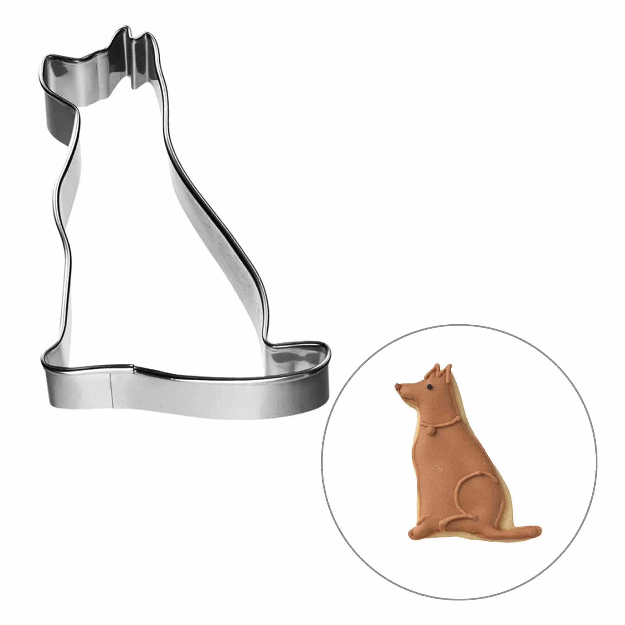 Stainless Steel Sitting Dog Cookie Cutter, 6cm