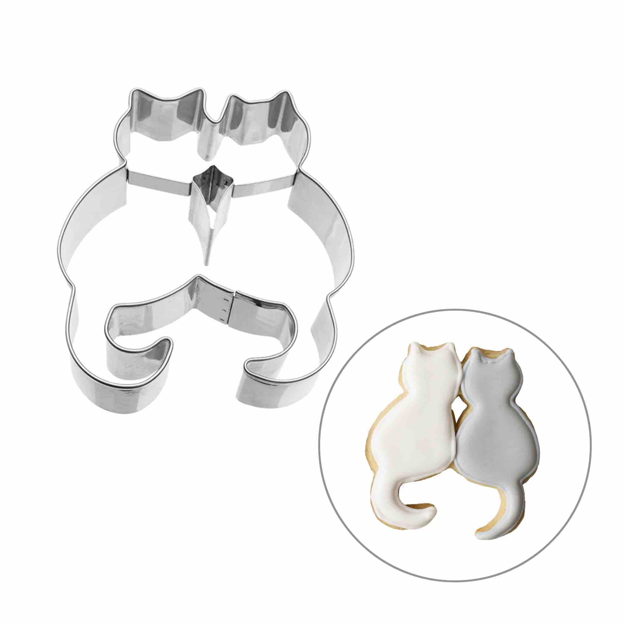 Stainless Steel Pair of Cats Cookie Cutter, 8cm